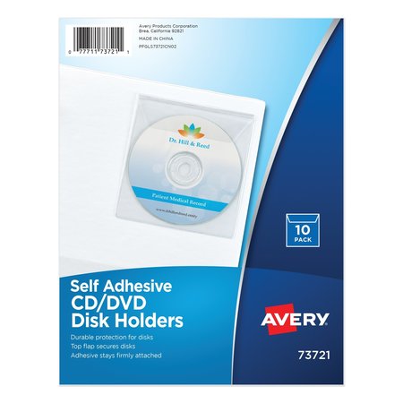 AVERY DENNISON Clear, Self-Adhesive Cd/Dvd Holder, PK10 73721